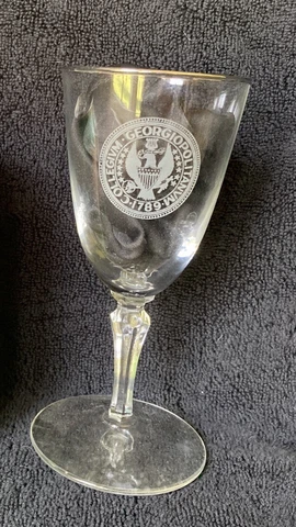 Two Vintage Georgetown University Wine Glasses 5-3/4" X 2-1/2" - Hoya Saxa! Cover