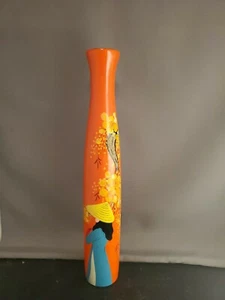 Schöne Vintage Kunstharz handbemalte asiatische Vase - Bild 1 von 9