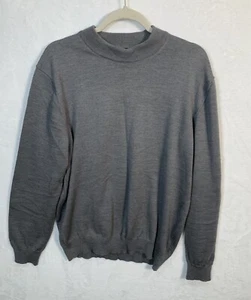 Joseph & Lyman Pullover Gray Sweater Mens Large 100% Merino Wool Italy Mock - Picture 1 of 5