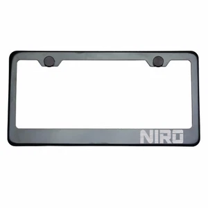 Titanium Gun Metal License Plate Frame NIRO Laser Etched Metal Screw Cap - Picture 1 of 8