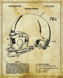 Poster - Football Helmet Patent Blueprint NFL Football, 3 Sizes - Imagekind - Picture 1 of 19