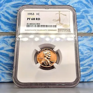 1953 Proof Lincoln Wheat Cent 1c | NGC PF 68 RD | Red Flashy Surfaces! - Picture 1 of 5