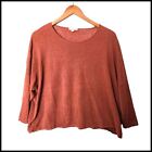 Eileen Fisher Box Pekoe Organic Linen Knit Sweater Orange Size S M