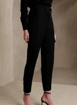 Banana Republic Pants Women's Ankle Slim Refined Stretch Cargo Utility Black 20L - Image 1 of 4