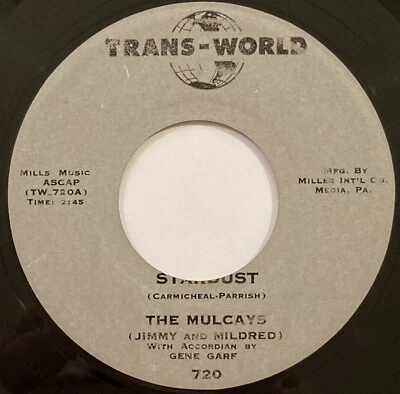 The Mulcays – Stardust / Vaya Con Dios – Trans-World 720 – 1956 45 RPM 7" Single Foto 1 de 4