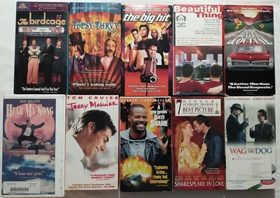 10 VHS Comedy 1990 Birdcage Topsy Turvy Big Hit Beautiful Thing Blood Guts - Image 1 of 4