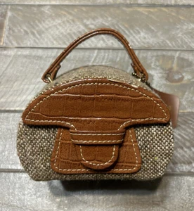 Tuscan Designs Small Travel Jewelry Box Leather Accent Handle Mirror 5X4X3.5 - Picture 1 of 10