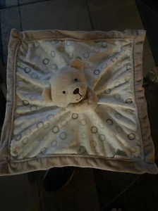 Carters Baby Lovey Bear Security Blanket Plush Tan Brown Circles Polka Dot - Picture 1 of 5