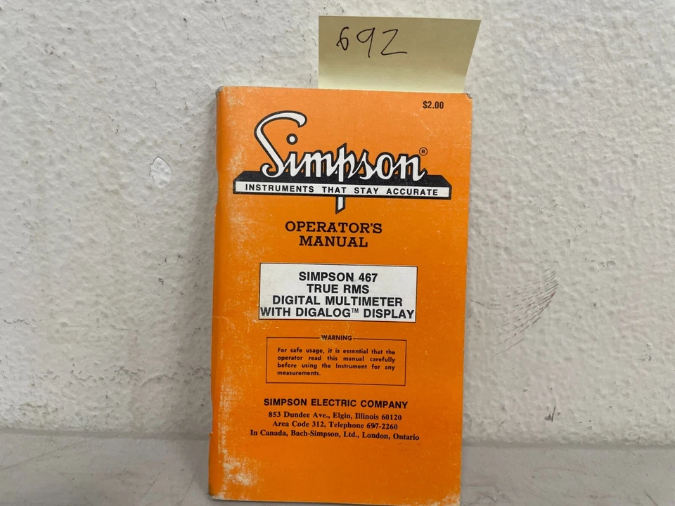 Simpson Insulation Tester model 400 operator manual 1973 - Image 1 of 4