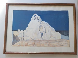 peinture aquarelle paysage grece architect tableau encadré signé.Georges Massa - Imagen 1 de 9