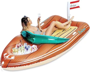 Inflatable Giant Boat Funny Pool Floats Raft with Reinforced Cooler Beach Lake - Picture 1 of 8