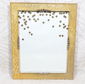 YELLOW ENAMEL & RHINESTONE FREE STANDING TABLE TOP PICTURE FRAME 8x10 - Picture 1 of 18
