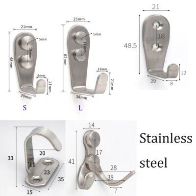 Stainless Steel Bedroom Wall Hook Kitchen Hanger Single/ Double Hook Thicken new - Image 1 of 4