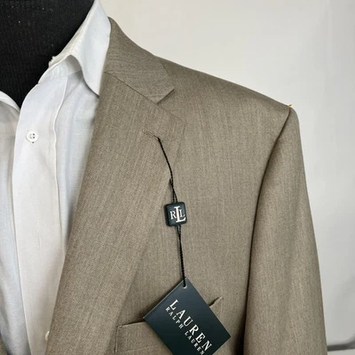 Blazer Lauren Ralph Lauren Para Hombres 48 Largo Bronceado Abrigo Deportivo Paisley Muesca Solapa Foto 1 de 4