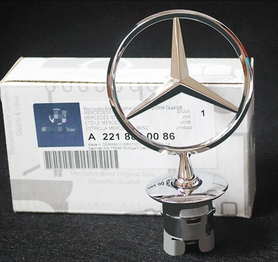 Silver 44MM Front Hood Ornament Standing Star Emblem Fit For Mercedes-Benz C E S — 第 1/4 张图片