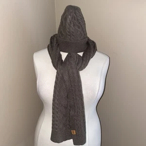Set sciarpa e cappello invernale unisex marrone cioccolato maglia cavo taglia unica - Foto 1 di 8