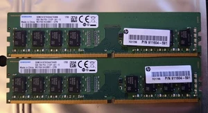 HP 911604-591 Samsung 2 x 8GB DDR4 1Rx8 PC4-2133P-UA1 Desktop Memory 16GB Total - Picture 1 of 1