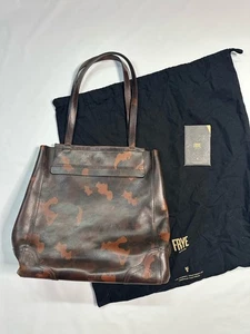 Frye Charlie Simple Tote Shoulder Bag Tan Brown Camo Italian Leather $378 Dust - Picture 1 of 16