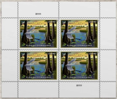 Florida Everglades Priority Mail postage stamps Sheets of 4 x $9.65 = $38.60 - Image 1 of 3