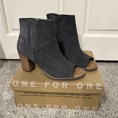 Botines Toms Floral Gris Repujado Peep Toe Talla 8 Mujer’s Oficina Contemporánea Foto 1 de 4