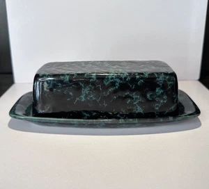 Vintage Bennington Potters Green Agate 8 1/4" Butter Dish With Cover Pottery - Picture 1 of 5