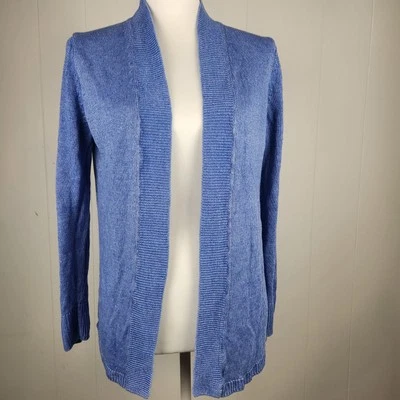 Talbots 100% Linen Cardigan Womens M Periwinkle Blue Open Front Office Casual - Image 1 of 4