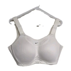 Nike Sports Bra X-Large Dri Fit Activewear White Gym Fit Logo Top XL - Photo 1/8