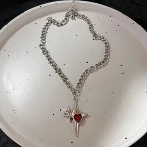 Red Heart Patchwork Star Tassel Necklace - Picture 1 of 1