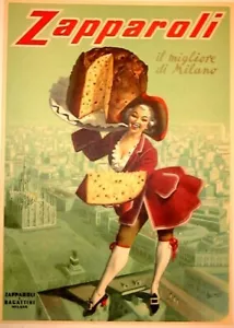 TORTA ZAPPAROLI di Gino Boccasile poster vintage su lino C1950 SU LINO - Foto 1 di 1