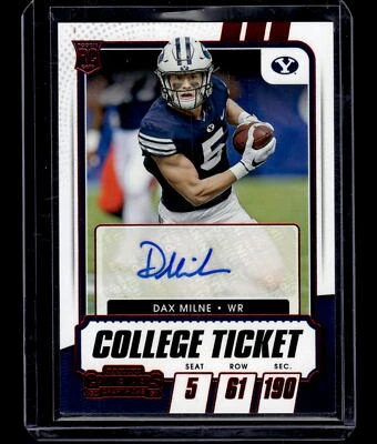 2021 Panini Contenders Draft Picks #285 Dax Milne Rookie Auto    Mint+ New - Image 1 of 2