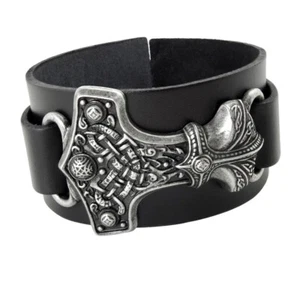 Alchemy A98 Thunderhammer Bracelet Gothic Wrist Black Leather Strap Buckle - Picture 1 of 5