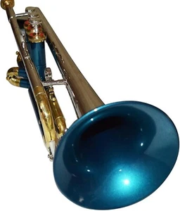 Trumpet bb Pitch Blue Made free Hard Case And Mouthpiece BRS HORNS - Picture 1 of 5