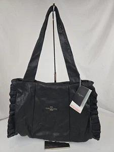 NEW Renato Angi Tote Bag - Black Leather Rose & Ruffles W/ Pen & Pencil - Picture 1 of 16