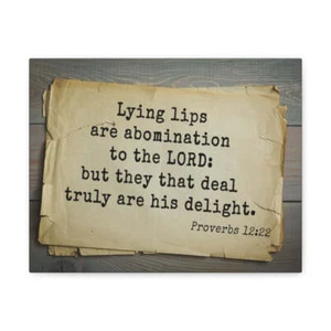His Delight Proverbs 12:22 Bible Verse Canvas Christian Wall Art Ready to Hang - Picture 1 of 15