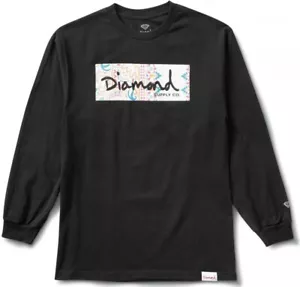 DIAMOND SUPPLY CO PAISLEY BOX LOGO LS T-SHIRT, SCHWARZ - Bild 1 von 1