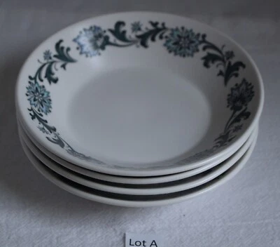 4 Noritake Progression China Stephanie FRUIT DESSERT BOWLS Blue Floral Japan - Image 1 of 4