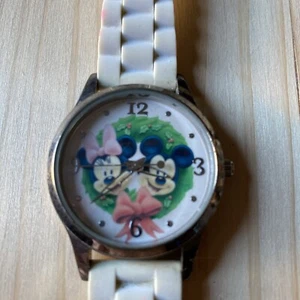 Disney Mickey And Minnie Holiday Watch Rubber White Strap Working - Picture 1 of 10