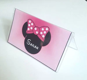 Minnie Mouse Disney inspired VINYL personalized checkbook cover CUTE PINK BOW - Picture 1 of 6