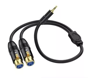 Cable de micrófono de audio de interconexión XLR macho a doble hembra TRS de 3,5 mm divisor en Y - Imagen 1 de 7
