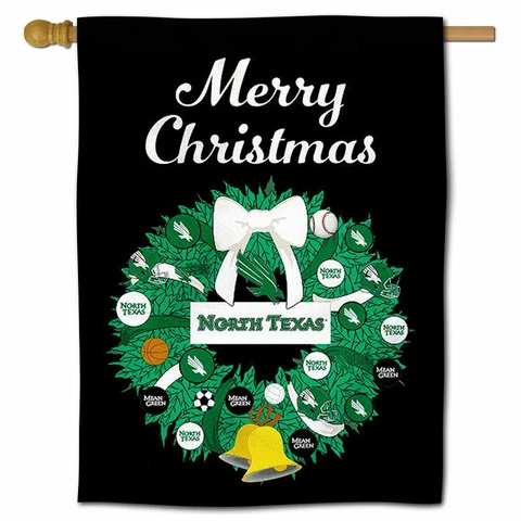 University of North Texas Happy Holidays Christmas Decorative House Flag Cover