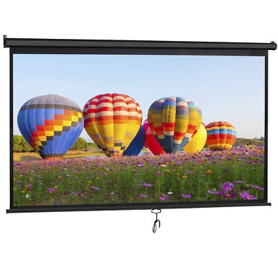 80" Diagonal Projection Projector Screen Manual Pull Down 16:9 HD 4K Movie Black - Image 1 of 4
