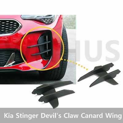 Juego de alas KIA Stinger 2018-22 parachoques delantero garra del diablo canard OEM_ Foto 1 de 4