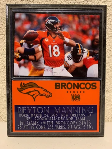 Peyton Manning 6x8 Denver Broncos Plaque Cover
