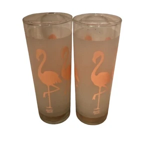 Retro Vintage mattiert Flamingo Tumbler Trinkgläser Longdrinkgläser meist Musik - Bild 1 von 8