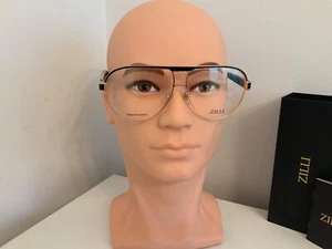 ZILLI MENS TITANIUM BLACK LEATHER EYEGLASSES 60045 C01 MADE FRANCE 63-12-145 NEW - Picture 1 of 7