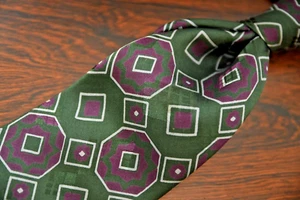 Trad De Colección * Polo Ralph Lauren * Corbata de Seda Texturizada Verde Geométrica Hecha a Mano 3.5" - Imagen 1 de 5