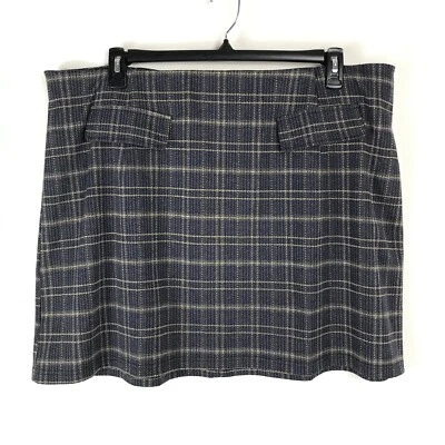 ModCloth Sweet Silver Linings Plaid Mini Skirt Women's Plus Size 2X Zip A-Line - Image 1 of 4