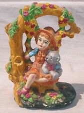 Antique Figurines Old Painted POP Girl With Teddy Bear