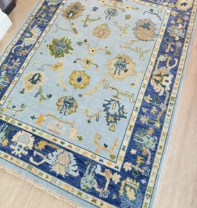 Himmelblau Handgeknüpfter Luxus Vorleger für Wohnzimmer Schlafzimmer Flur Büroteppich - Bild 1 von 5