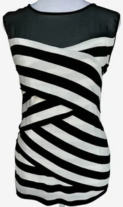 Vince Camuto Sz S Stretch Layered Stripe Multicolor Sleeveless Knit Top - Picture 1 of 9